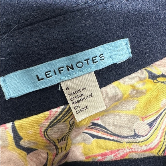LeifNotes Anthropologie Peacoat Jacket Swing Coat Pockets Felt Navy Blue Size 4 - Picture 8 of 9